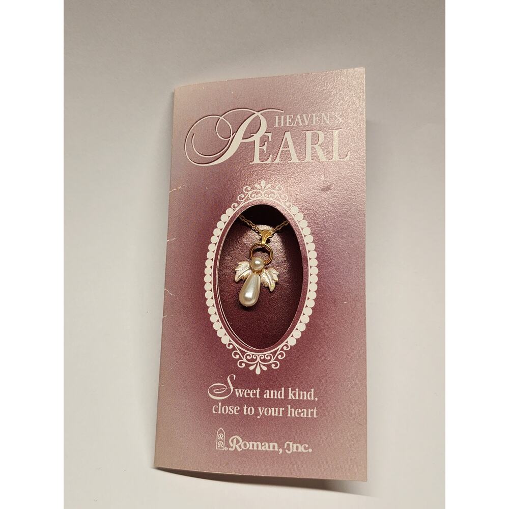 Heaven’s Pearl Angel Pendant Necklace by Roman Inc. – New on Card